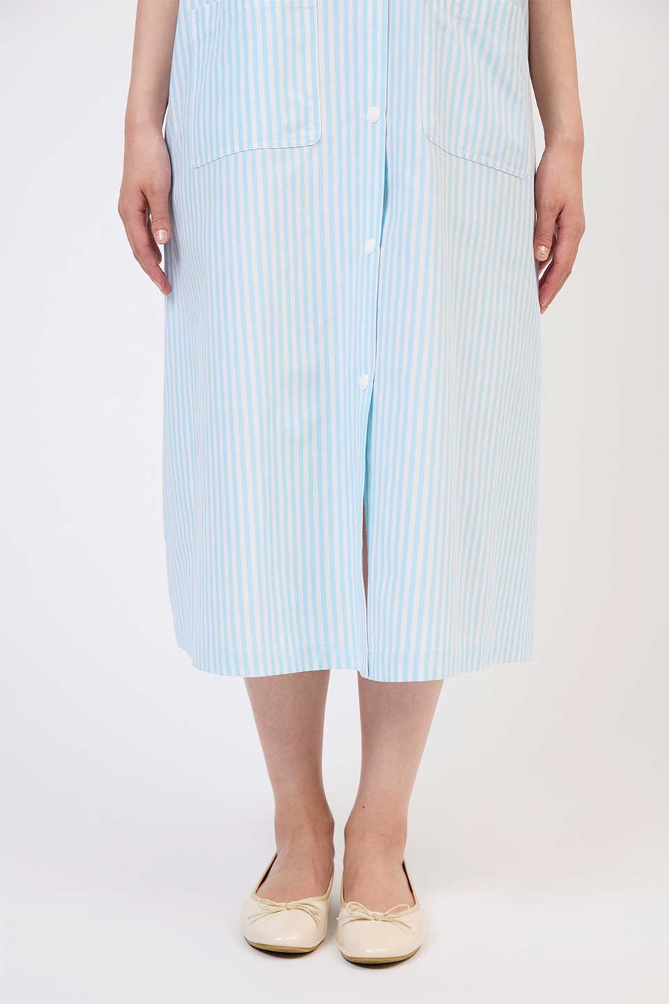 【P01】丸襟ストライプ院内着