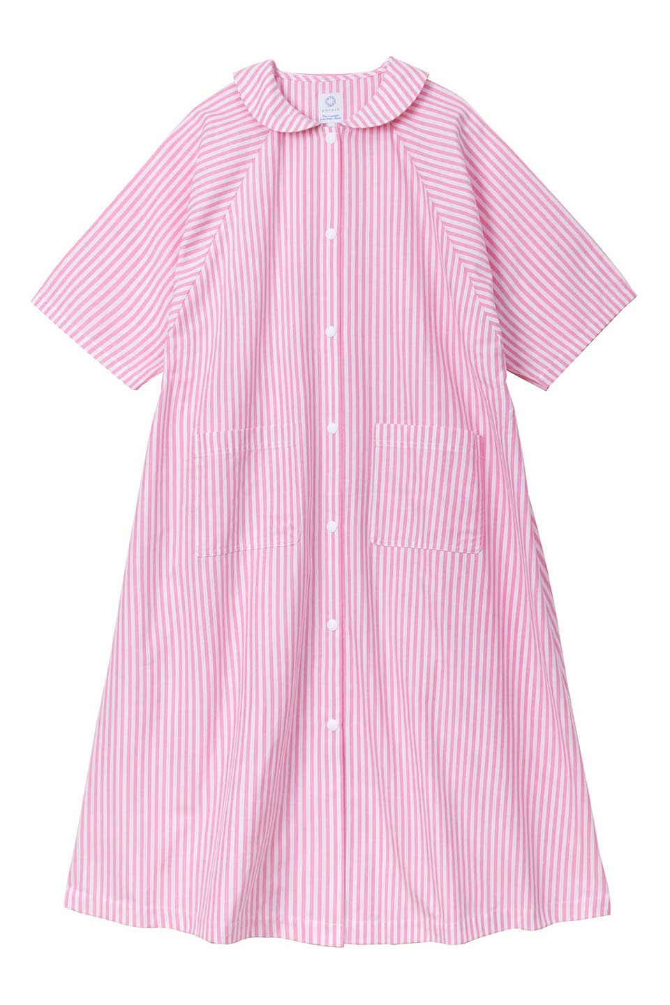 【P01】丸襟ストライプ院内着