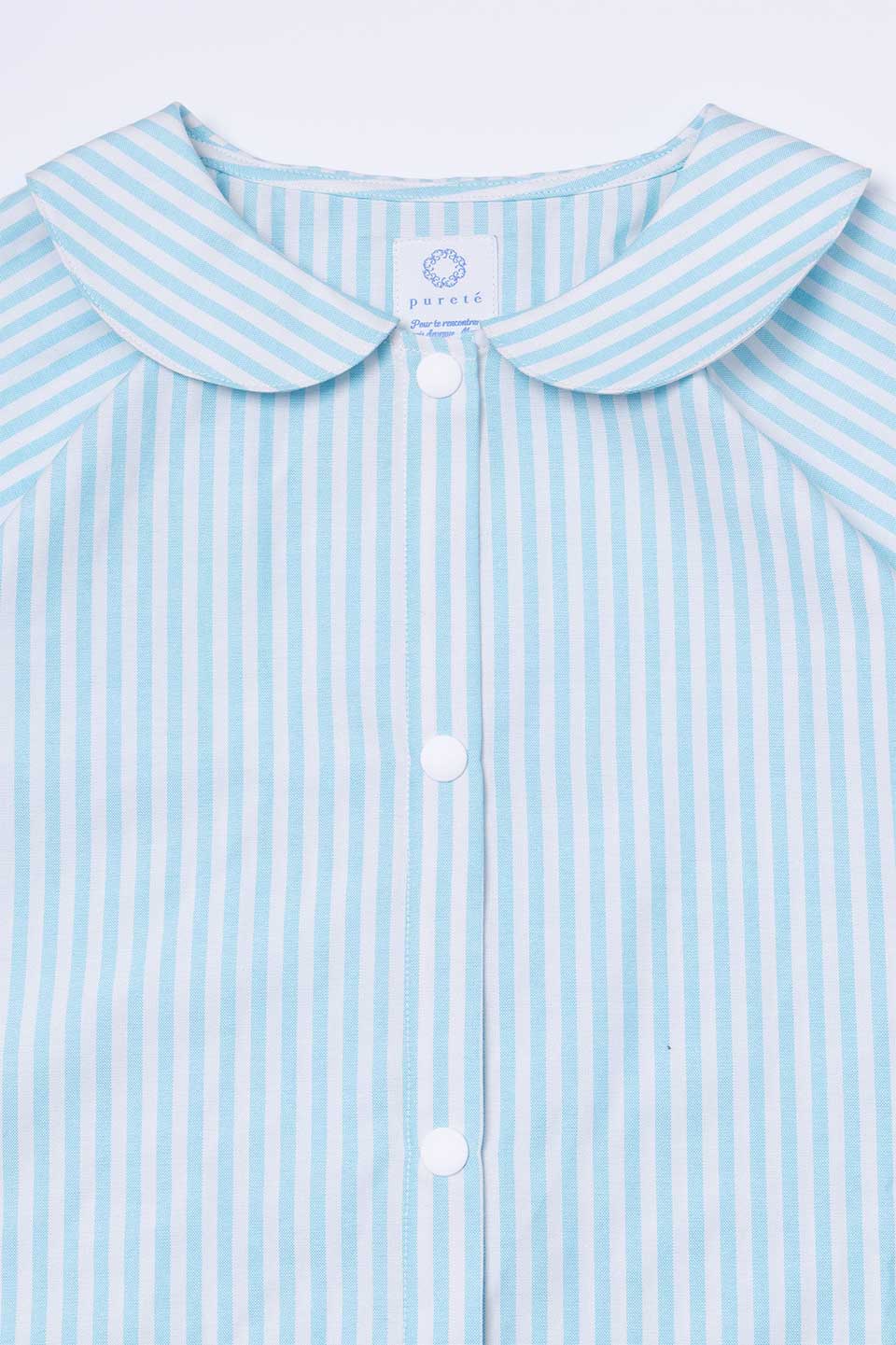 【P01】丸襟ストライプ院内着