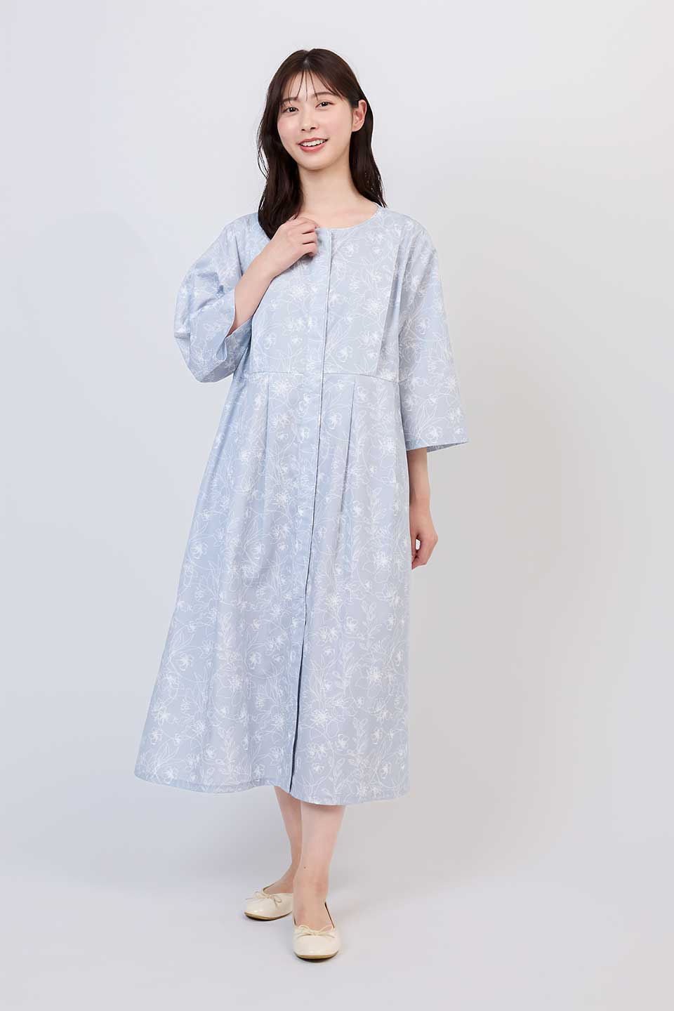 【P02】ウエストタックサテン院内着