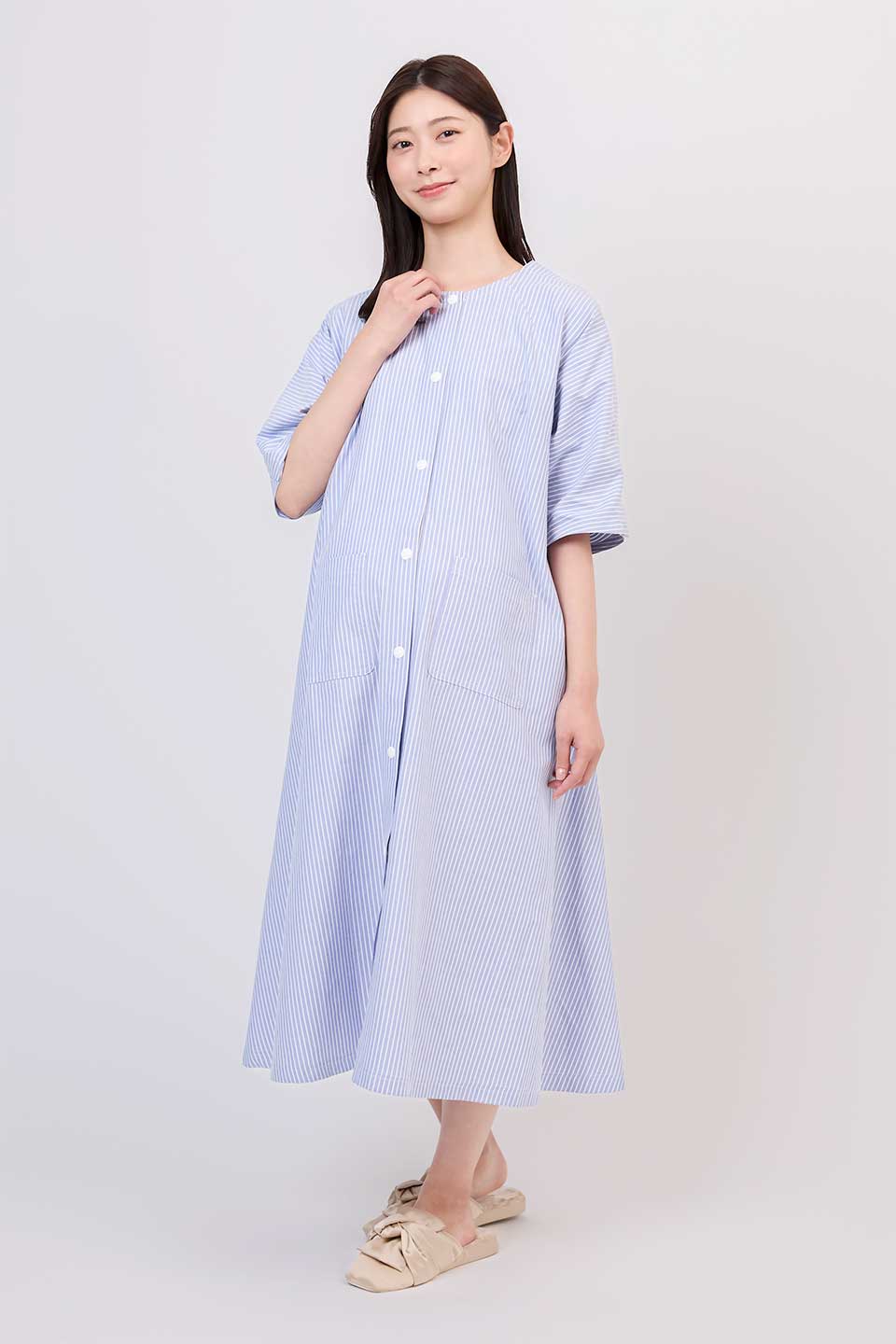 【B01】ストライプAライン分娩着