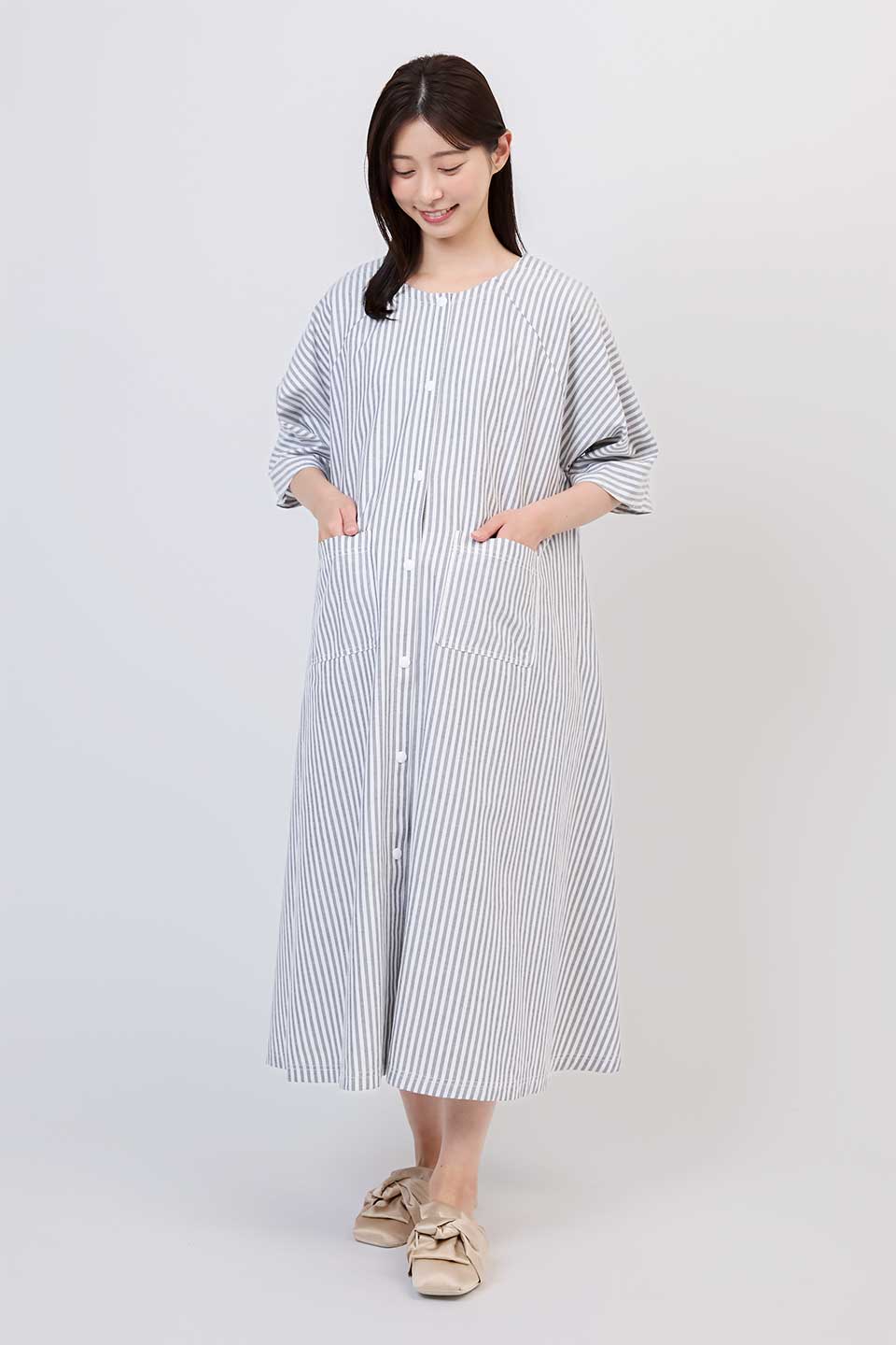 【B01】ストライプAライン分娩着