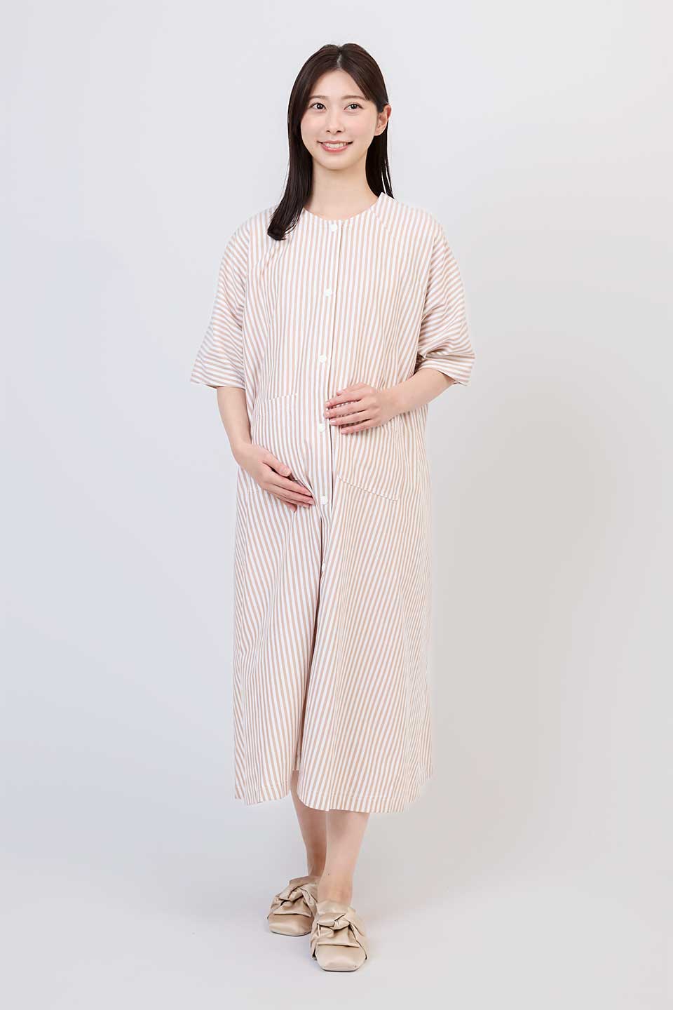 【B01】ストライプAライン分娩着